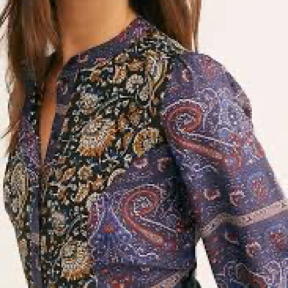 Antik Batik x Anthropologie Danika XS | 0/2 Black Blue Floral & Baroque Button - Picture 7 of 7